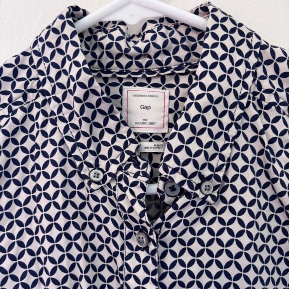Gap Printed Tailored Shirt Navy and White